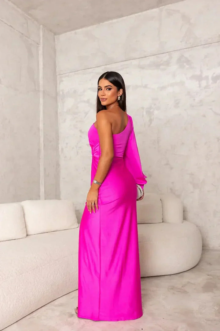 Łucja - Elegancka Maxi Sukienka z Rozporkiem dla Dams