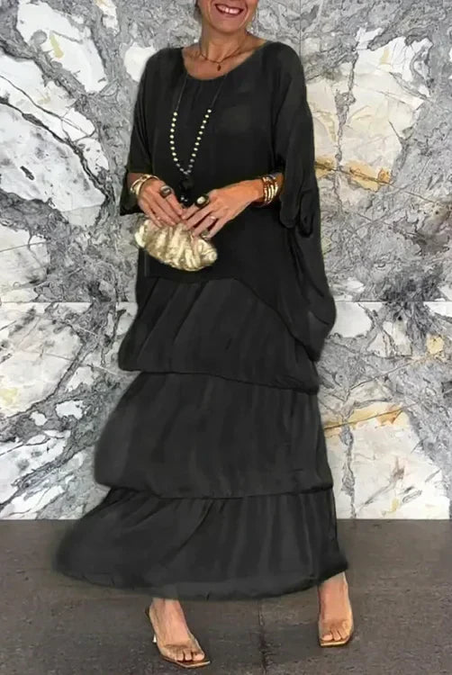 Gosia – Zwiewna Sukienka Maxi z Warstwowym Efektem