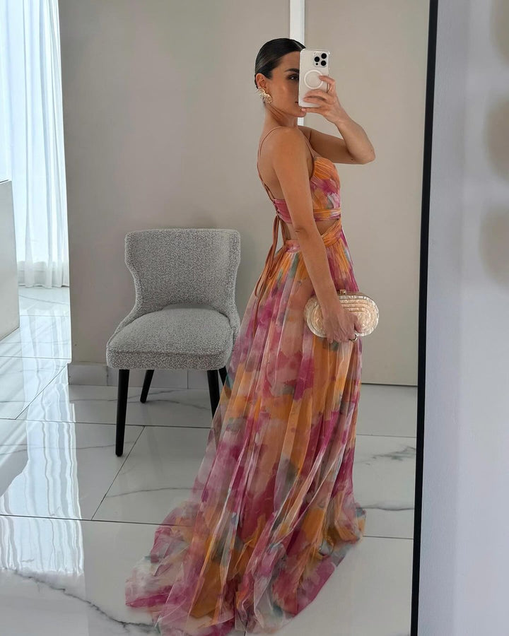 Kamila - Czarujące maxikleid z kwiatowym nadrukiem
