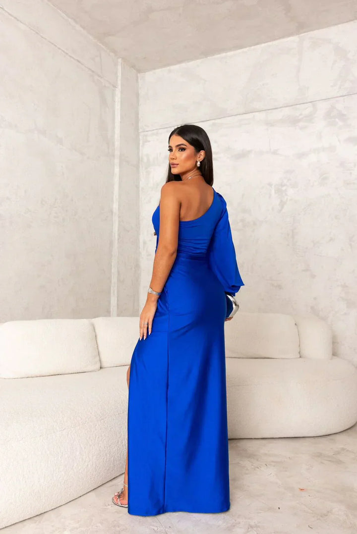 Łucja - Elegancka Maxi Sukienka z Rozporkiem dla Dams