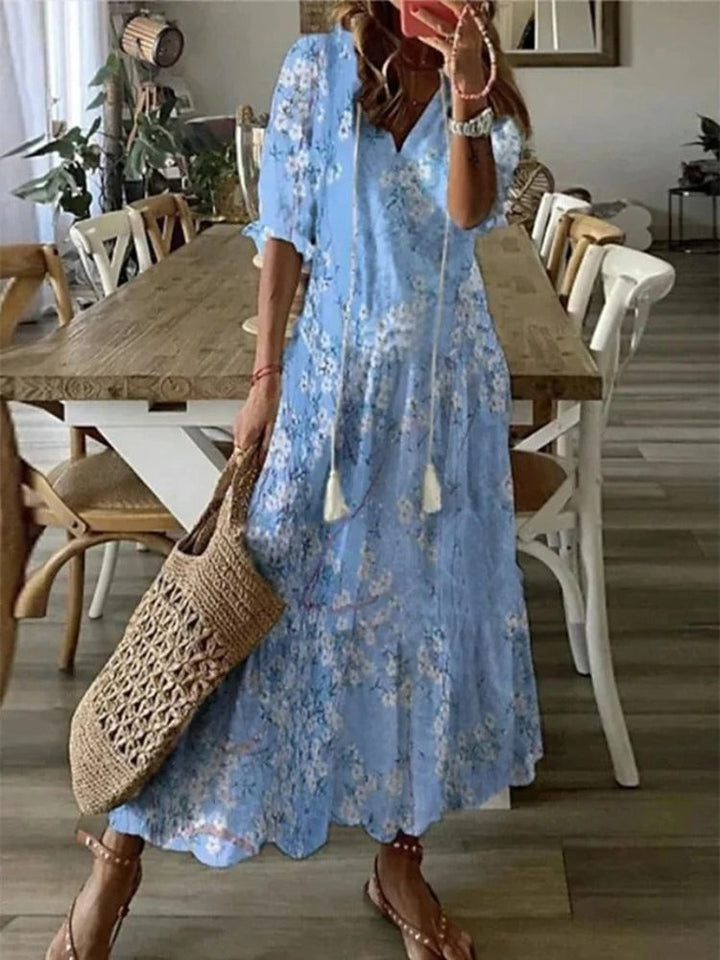Miroslawa - Elegancka, kwiatowa sukienka maxi z aksamitu