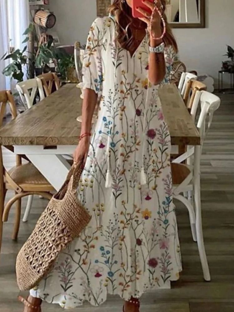 Miroslawa - Elegancka, kwiatowa sukienka maxi z aksamitu