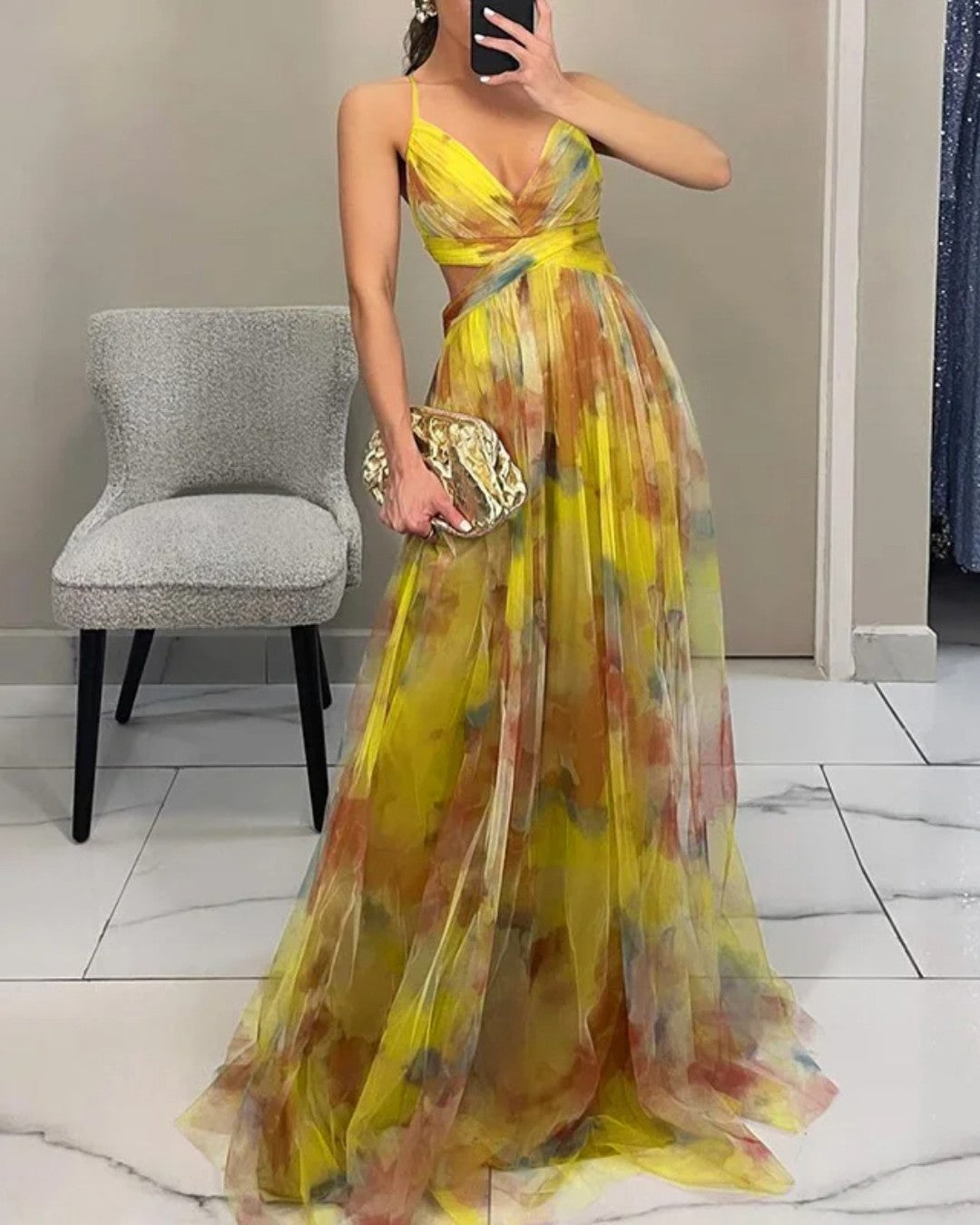 Kamila - Czarujące maxikleid z kwiatowym nadrukiem