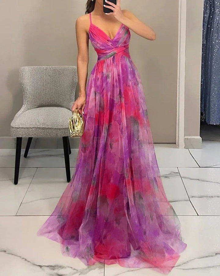 Kamila - Czarujące maxikleid z kwiatowym nadrukiem