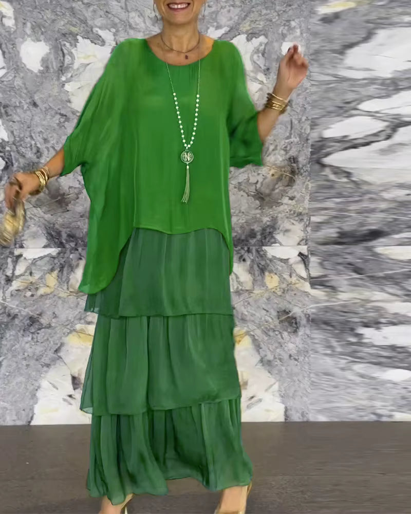 Gosia – Zwiewna Sukienka Maxi z Warstwowym Efektem