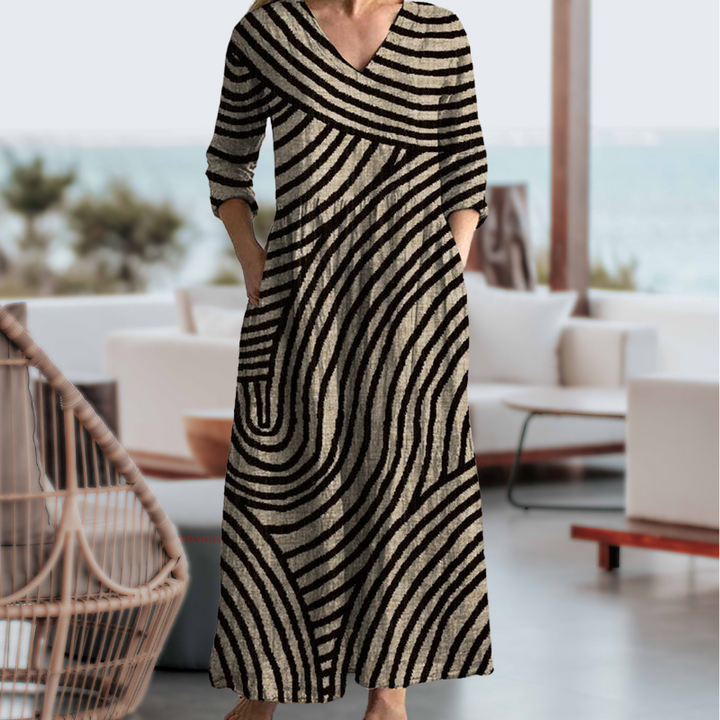 Anna – Elegancka i Praktyczna Sukienka w Paski